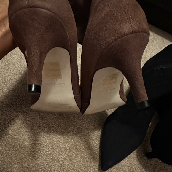 2 for 35 brown and black, pointed toe faux suede side zip faux peal on back - Picture 3 of 7